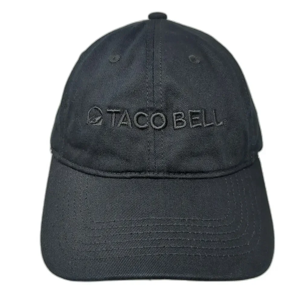 Taco Bell Logo Baseball Cap Black One Size Tonal Embroidery Slideback Cotton Hat
